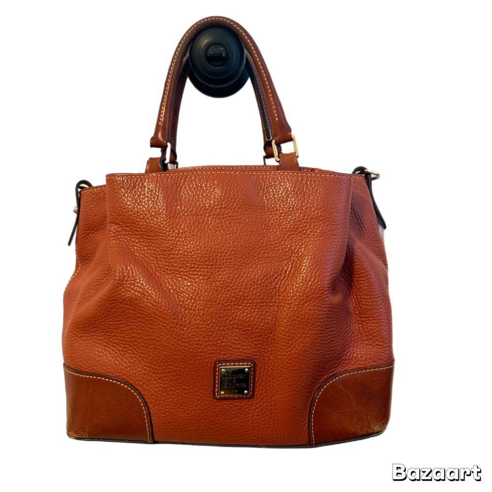 RARE Dooney Bourke Satchel Handbag Pebble Grain Leather Brenna Saddle Purse Bag